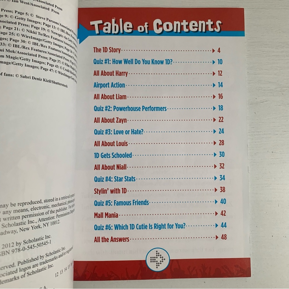 One Direction Quiz Book by Riley Brooks Scholastic 2012 - Picture 4 of 9